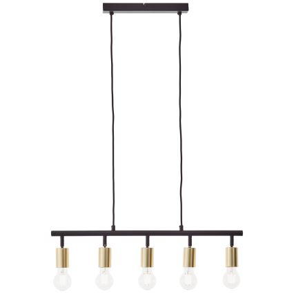 Brilliant - TIFFANY cable-suspended chandelier 5xE27/28W/230V black/brass