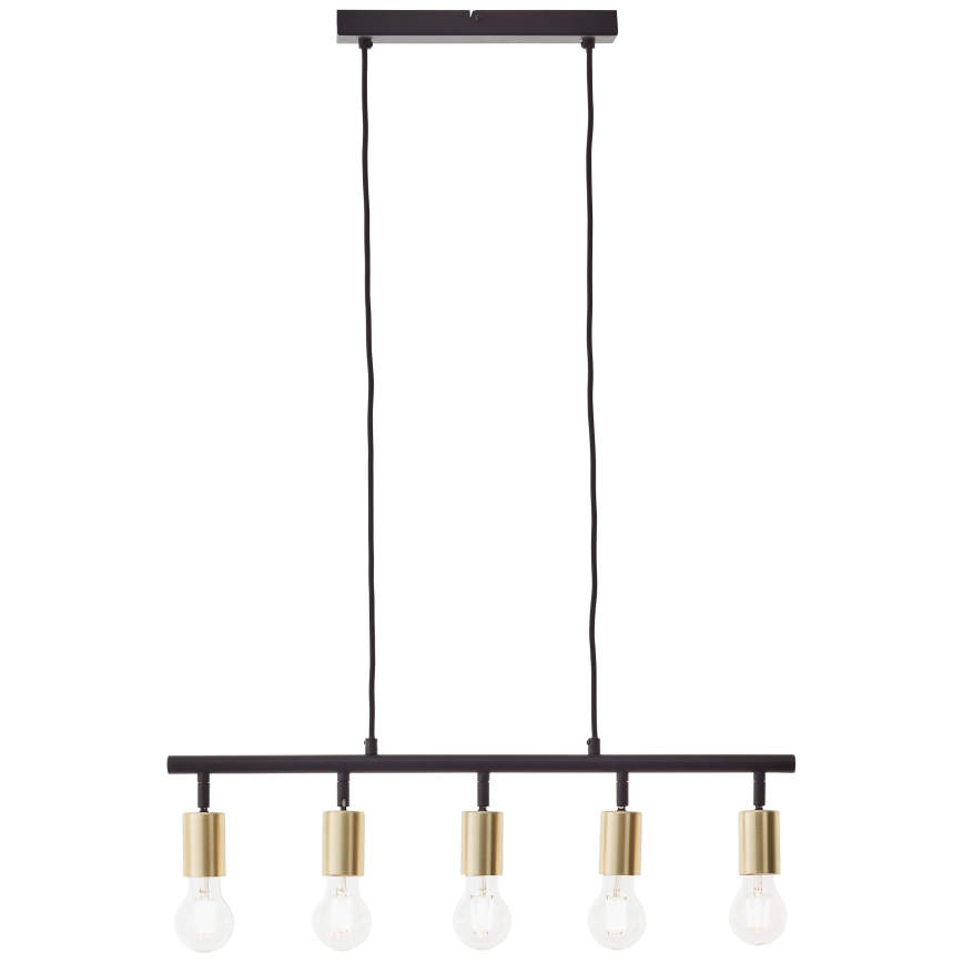 Brilliant - TIFFANY cable-suspended chandelier 5xE27/28W/230V black/brass