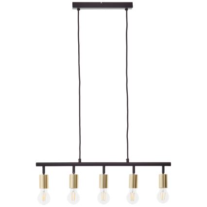 Brilliant - TIFFANY cable-suspended chandelier 5xE27/28W/230V black/brass