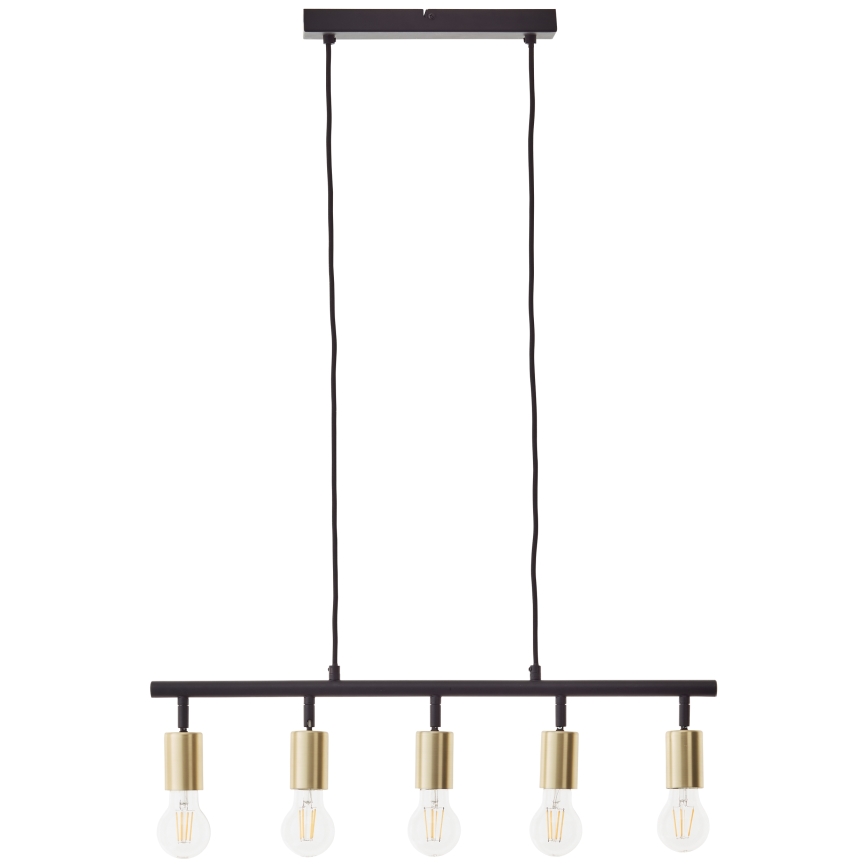 Brilliant - TIFFANY cable-suspended chandelier 5xE27/28W/230V black/brass