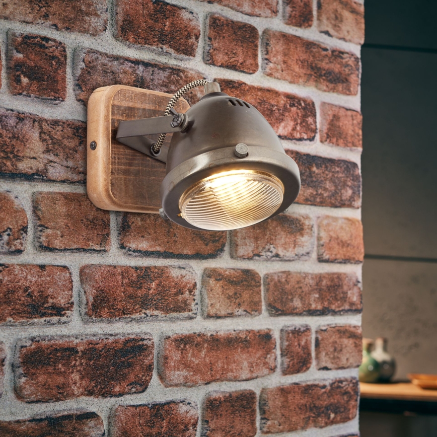 Brilliant - Wall-mounted spotlight CARMEN WOOD 1xGU10/5W/230V Eucalyptus