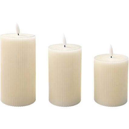 BRILLO 3x LED Candle Set, cream, LED/3xAAA, with remote control