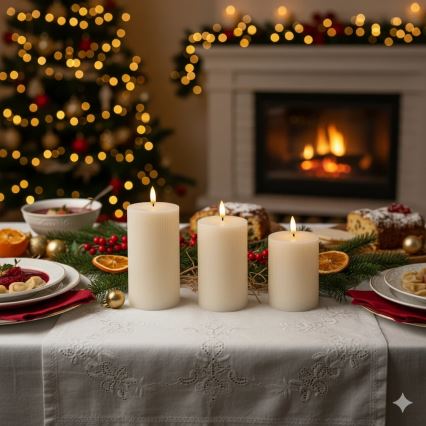 BRILLO 3x LED Candle Set, cream, LED/3xAAA, with remote control