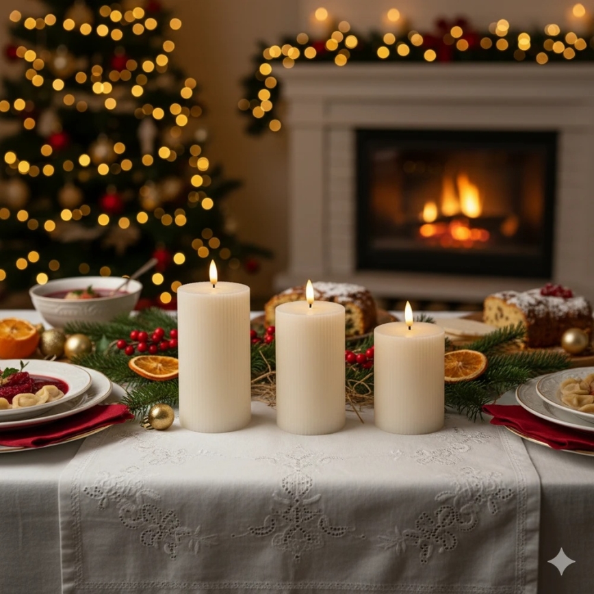 BRILLO 3x LED Candle Set, cream, LED/3xAAA, with remote control