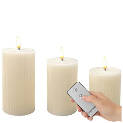 BRILLO 3x LED Candle Set, cream, LED/3xAAA, with remote control