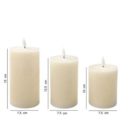 BRILLO 3x LED Candle Set, cream, LED/3xAAA, with remote control