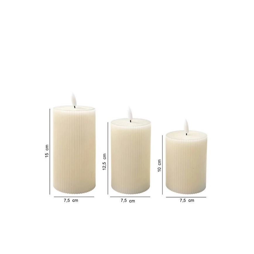 BRILLO 3x LED Candle Set, cream, LED/3xAAA, with remote control