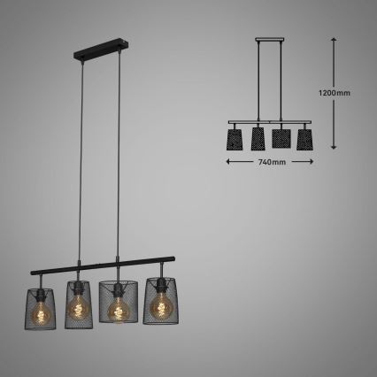 Brilo 4026-045 - Chandelier on a string RETRO 4xE27/60W/230V