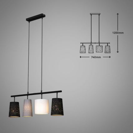 Brilo 4027-045 - Chandelier on a string SHADES 4xE27/40W/230V