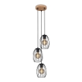 Brilo 4040-035 - Chandelier on a string WAKTU VINTAGE 3xE27/60W/230V rubber tree