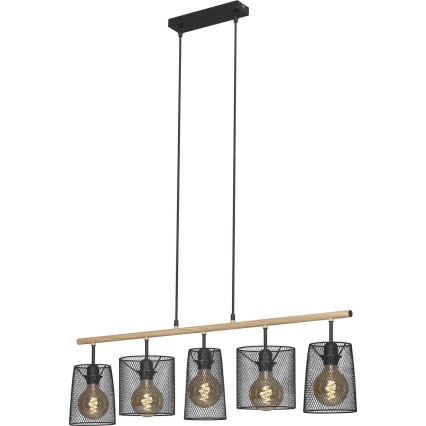 Brilo 4078-054 - Cable-suspended chandelier WOOD & STYLE 5xE27/60W/230V