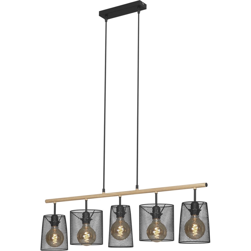 Brilo 4078-054 - Cable-suspended chandelier WOOD & STYLE 5xE27/60W/230V