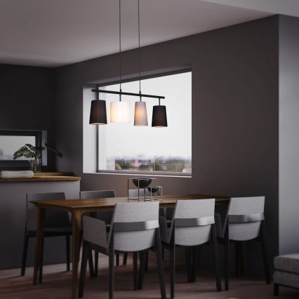 Brilo - Cable-suspended chandelier 4xE27/40W/230V black/grey/white
