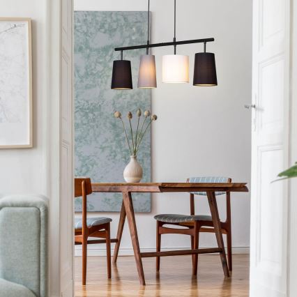 Brilo - Cable-suspended chandelier 4xE27/40W/230V black/grey/white