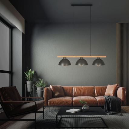 Brilo - Chandelier on a string 3xE27/40W/230V rubber tree