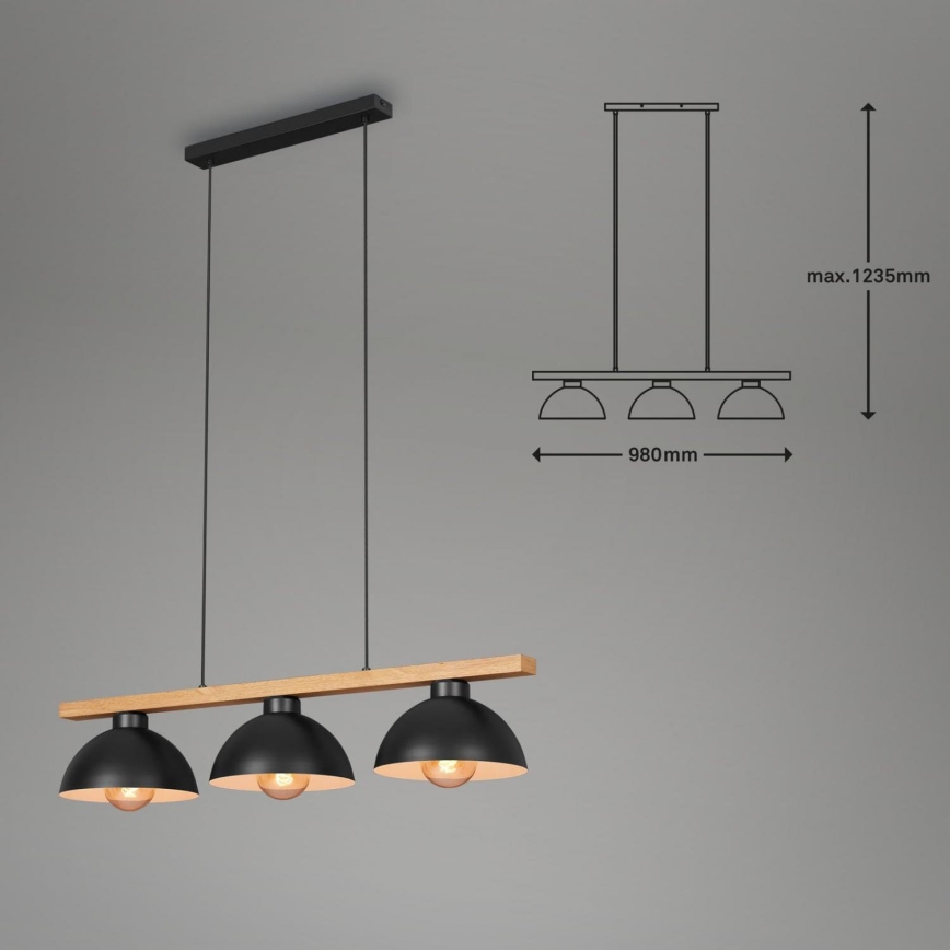 Brilo - Chandelier on a string 3xE27/40W/230V rubber tree
