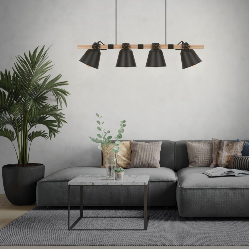 Brilo - Chandelier on a string TALLE 4xE27/40W/230V rubber tree