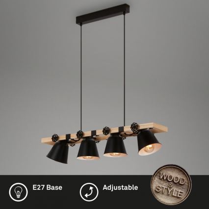 Brilo - Chandelier on a string TALLE 4xE27/40W/230V rubber tree