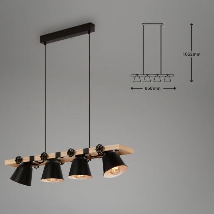 Brilo - Chandelier on a string TALLE 4xE27/40W/230V rubber tree