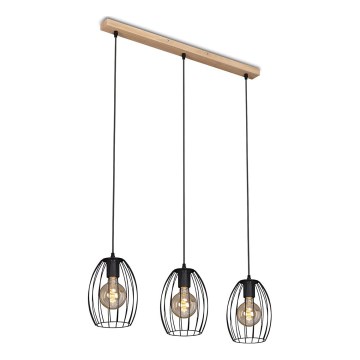 Brilo - Chandelier on a string WAKTU 3xE27/60W/230V rubber tree