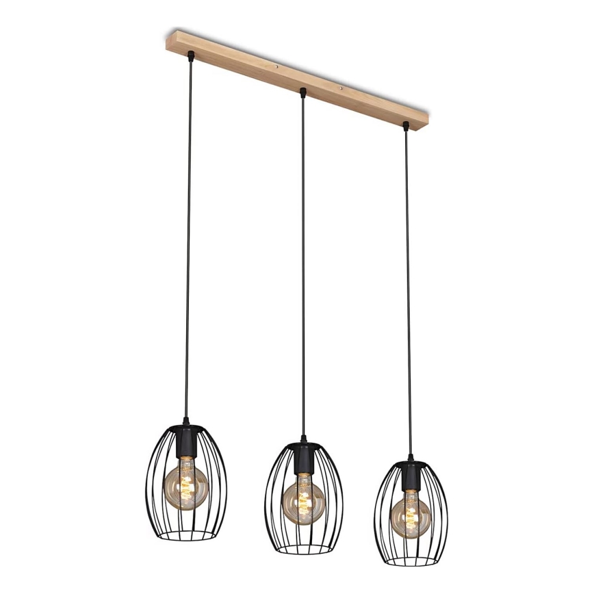 Brilo - Chandelier on a string WAKTU 3xE27/60W/230V rubber tree