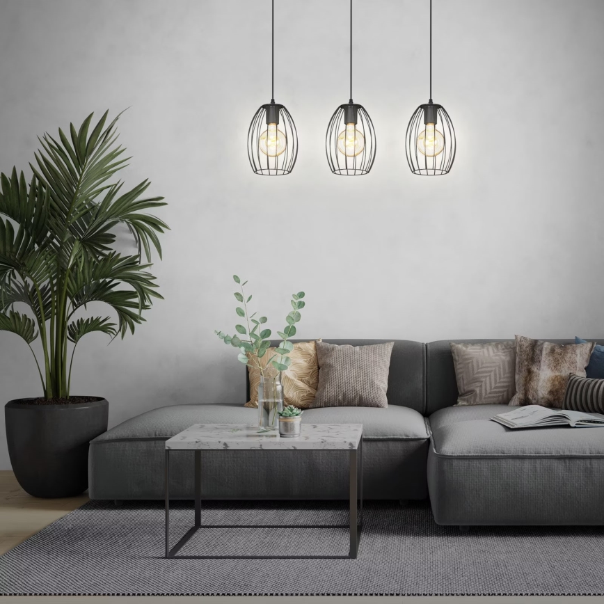 Brilo - Chandelier on a string WAKTU 3xE27/60W/230V rubber tree