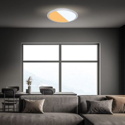 Brilo - LED Bathroom Ceiling Light CTS LED/21W/230V 3000/4000K IP44 Ø 37 cm Matte Chrome