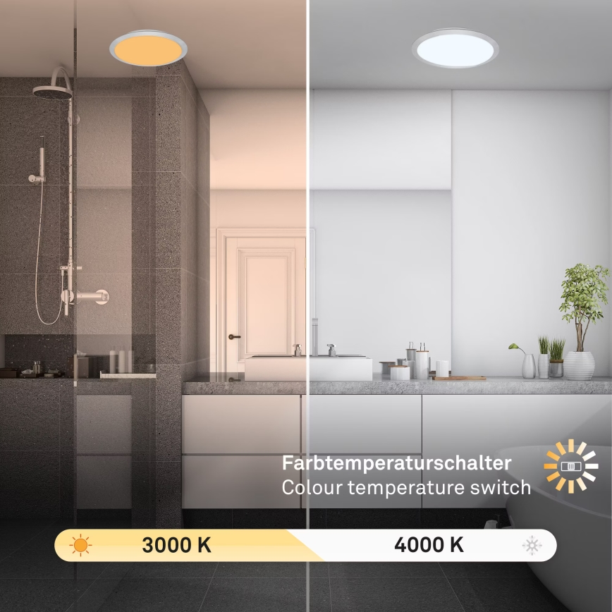 Brilo - LED Bathroom Ceiling Light CTS LED/21W/230V 3000/4000K IP44 Ø 37 cm Matte Chrome