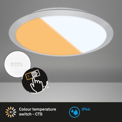 Brilo - LED Bathroom Ceiling Light CTS LED/21W/230V 3000/4000K IP44 Ø 37 cm Matte Chrome