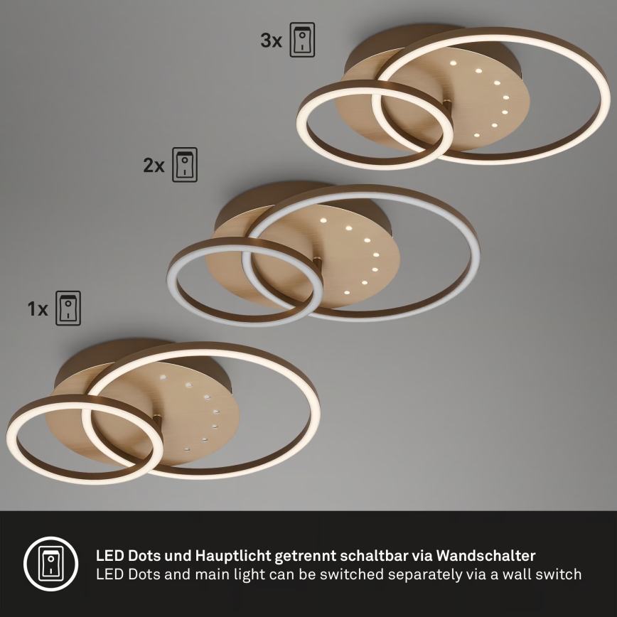 Brilo - Dimmable LED Ceiling Light, 26W/230V, 3000K, Brown