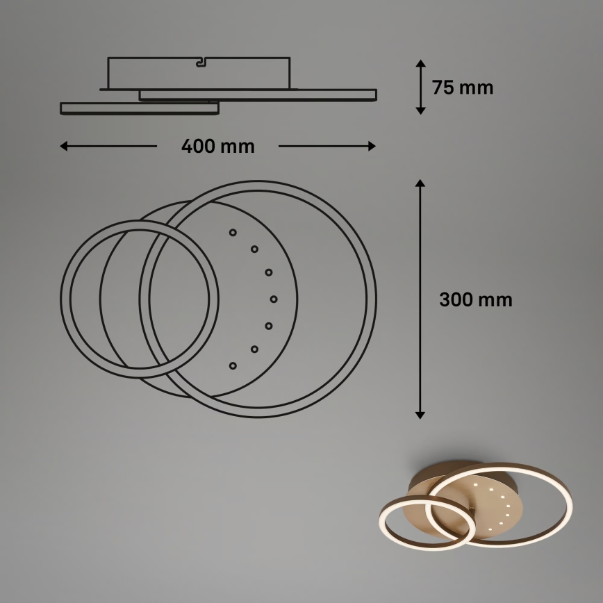 Brilo - Dimmable LED Ceiling Light, 26W/230V, 3000K, Brown