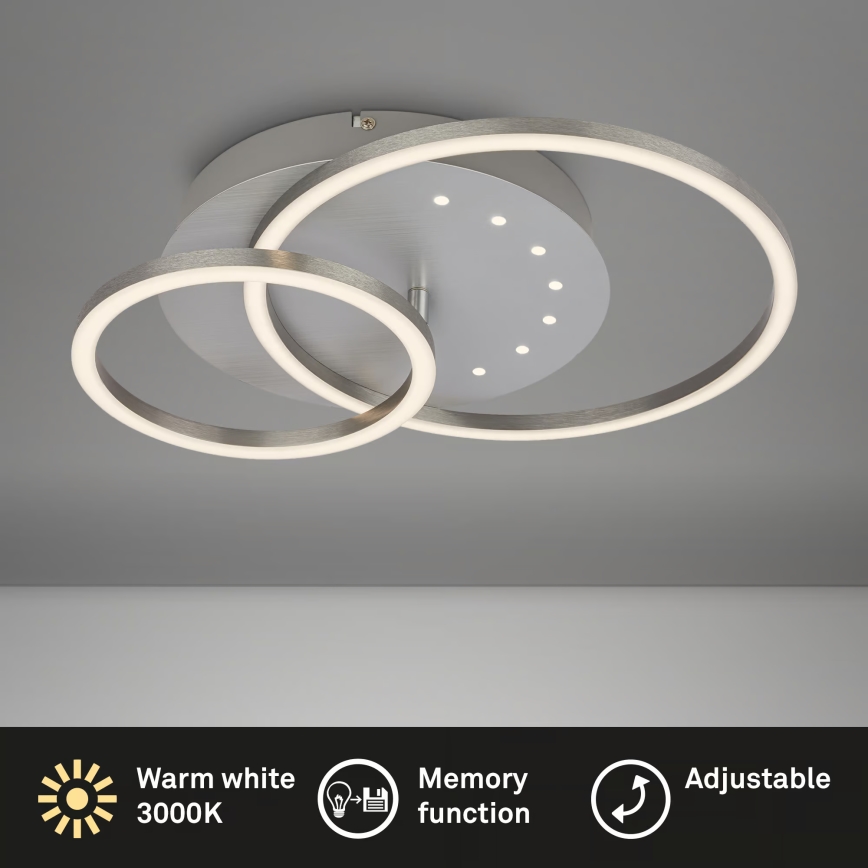 Brilo - Dimmable LED Ceiling Light 26W/230V, 3000K, Matte Chrome