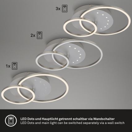 Brilo - Dimmable LED Ceiling Light 26W/230V, 3000K, Matte Chrome
