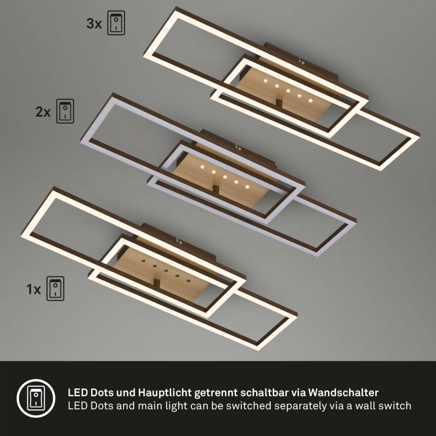 Brilo - Dimmable LED Ceiling Light, 30W, 230V, 3000K, Brown