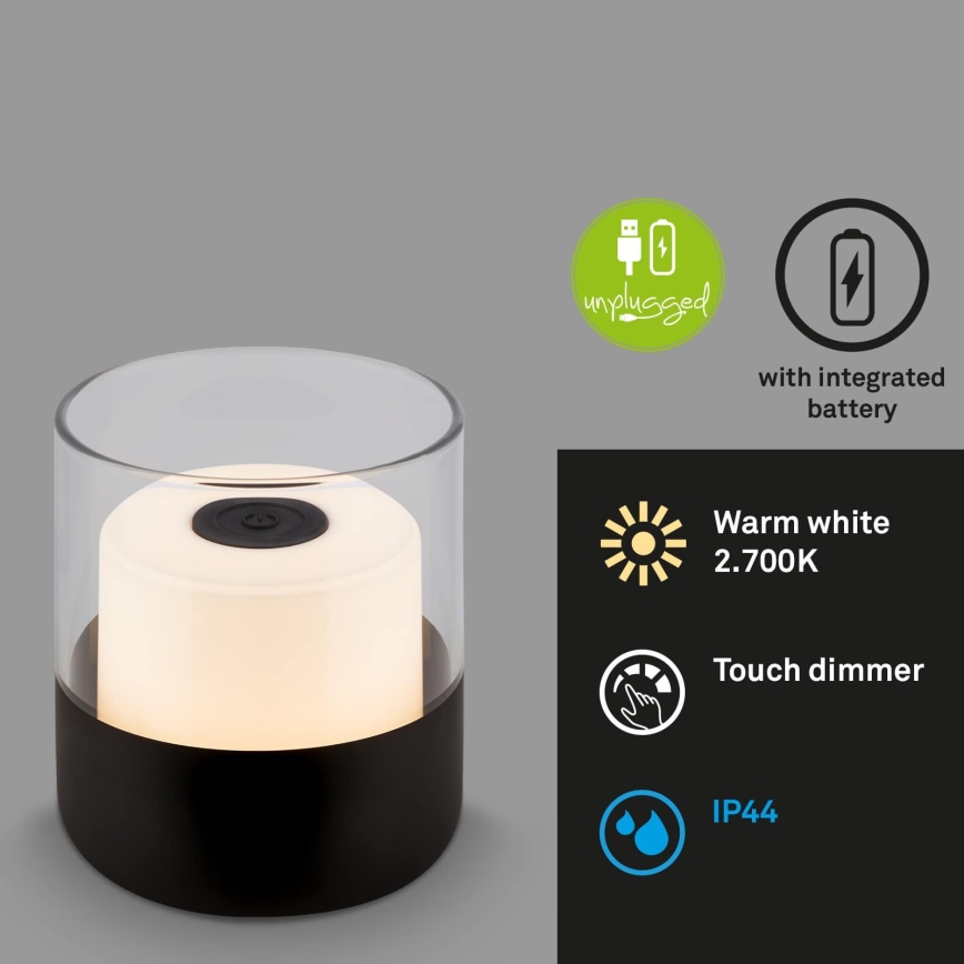 Brilo - Dimmable LED Rechargeable Outdoor Table Lamp LILET LED/2W/5V IP44
