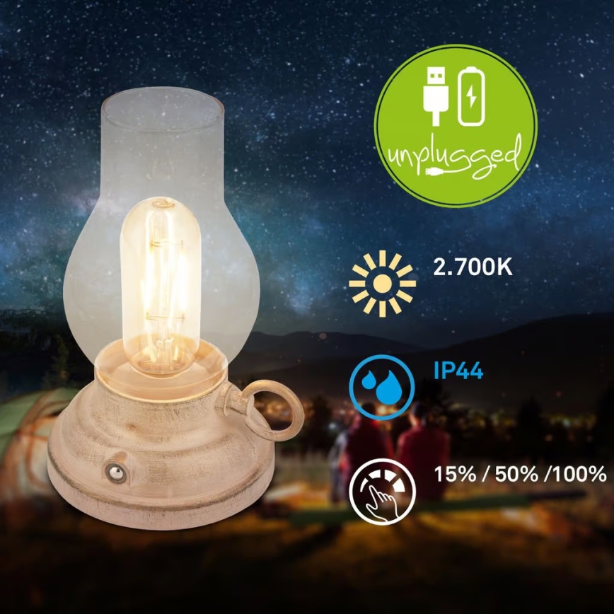 Brilo - LED Dimmable Outdoor Rechargeable Table Lamp KANEA LED/1.5W/5V IP44 1200 mAh beige