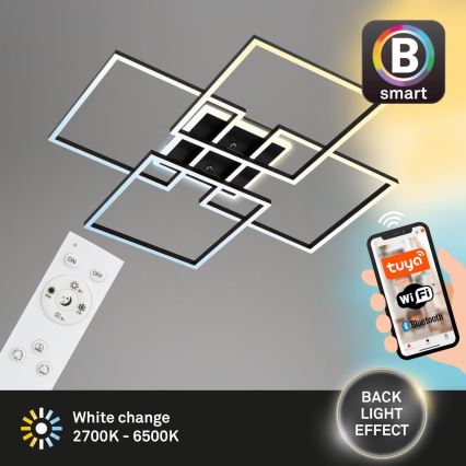 Brilo - LED dimmable ceiling light FRAME LED/50W/230V 2700-6500K 72,4x72,4cm black Wi-Fi Tuya + remote control