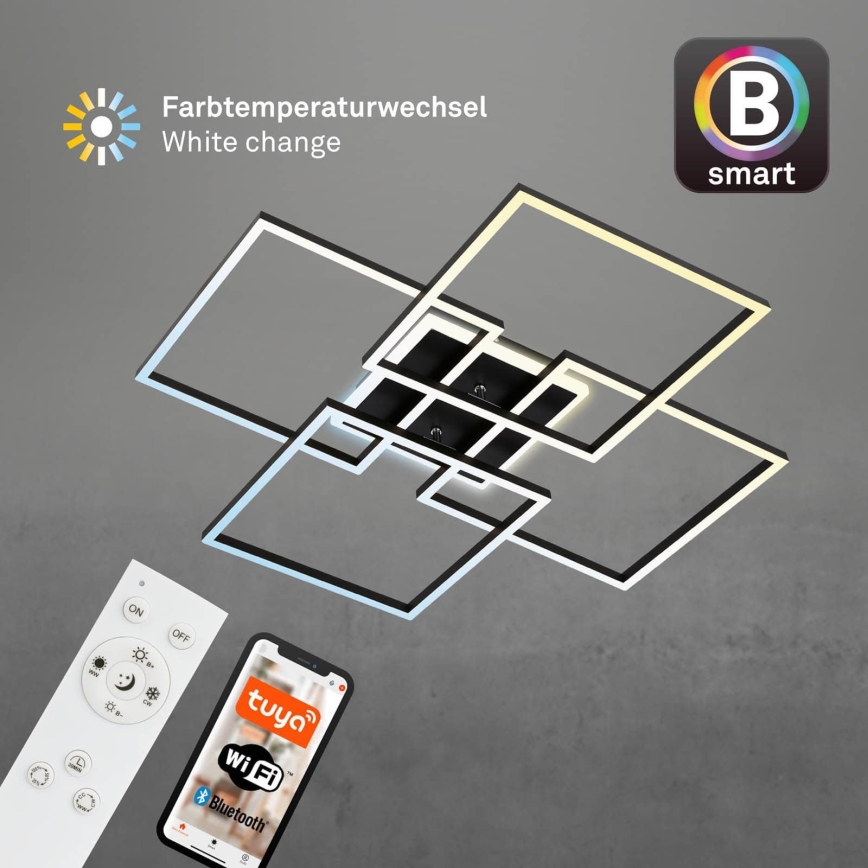 Brilo - LED dimmable ceiling light FRAME LED/50W/230V 2700-6500K 72,4x72,4cm black Wi-Fi Tuya + remote control
