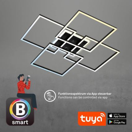 Brilo - LED dimmable ceiling light FRAME LED/50W/230V 2700-6500K 72,4x72,4cm black Wi-Fi Tuya + remote control