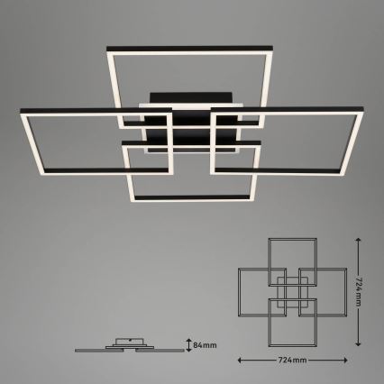 Brilo - LED dimmable ceiling light FRAME LED/50W/230V 2700-6500K 72,4x72,4cm black Wi-Fi Tuya + remote control