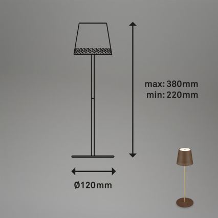 Brilo - LED Dimmable Rechargeable Touch-Control Outdoor Table Lamp KIKI LED/2.6W/5V IP44 2600 mAh Brown