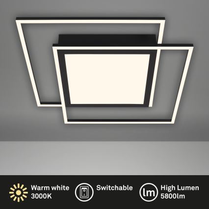 Brilo - LED ceiling light 2xLED/16W/230V + LED/19W 51,5x51,5 cm black