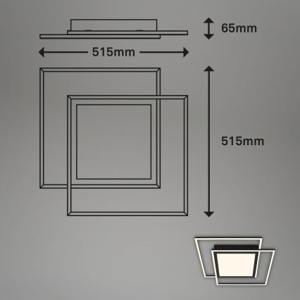 Brilo - LED ceiling light 2xLED/16W/230V + LED/19W 51,5x51,5 cm black