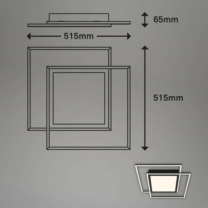 Brilo - LED ceiling light 2xLED/16W/230V + LED/19W 51,5x51,5 cm black