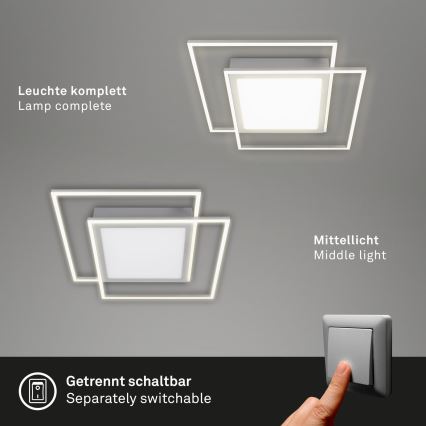 Brilo - LED Ceiling Light 2xLED/16W/230V + LED/19W 51.5x51.5 cm matte chrome