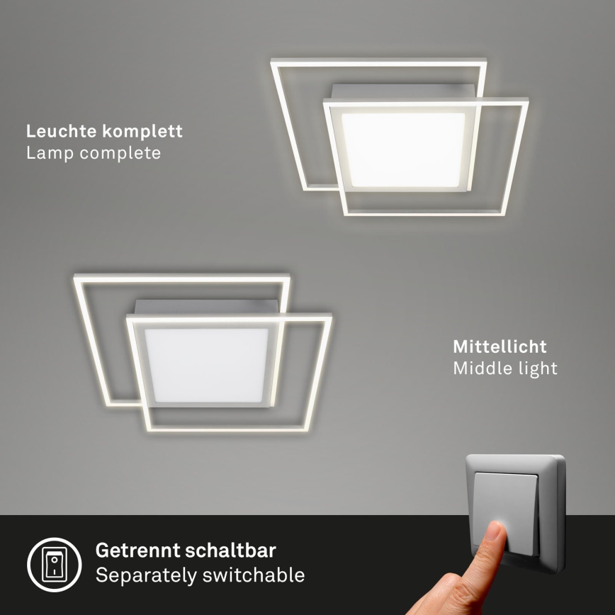 Brilo - LED Ceiling Light 2xLED/16W/230V + LED/19W 51.5x51.5 cm matte chrome