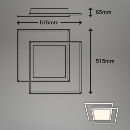 Brilo - LED Ceiling Light 2xLED/16W/230V + LED/19W 51.5x51.5 cm matte chrome