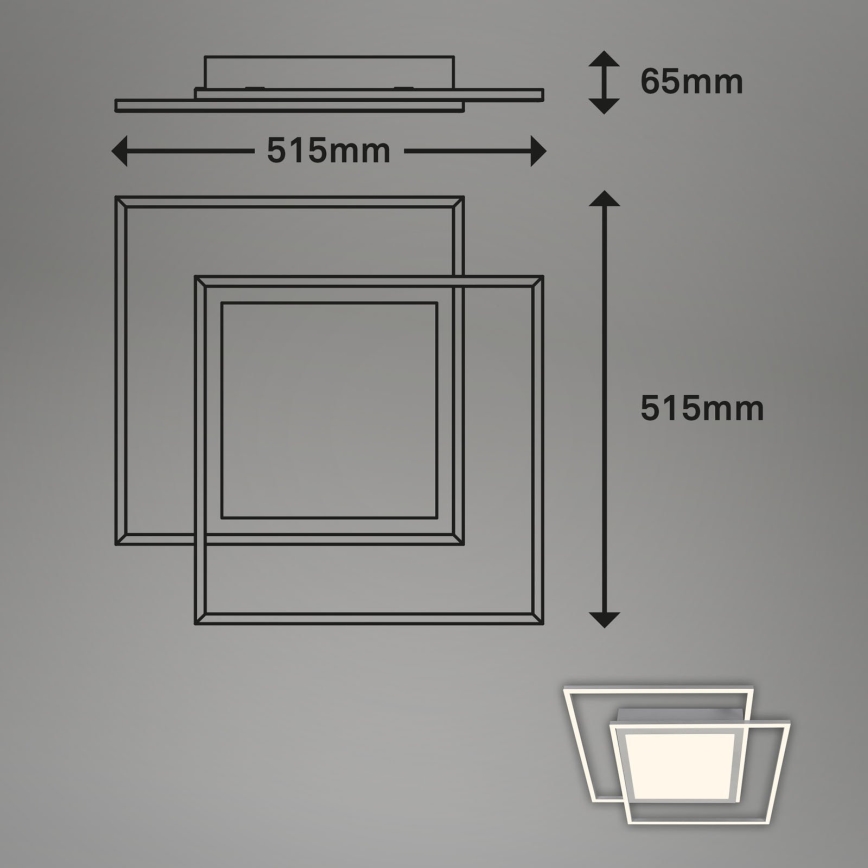 Brilo - LED Ceiling Light 2xLED/16W/230V + LED/19W 51.5x51.5 cm matte chrome