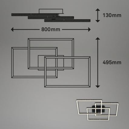 Brilo - LED Dimmable ceiling light FRAME LED/57W/230V 3000K black
