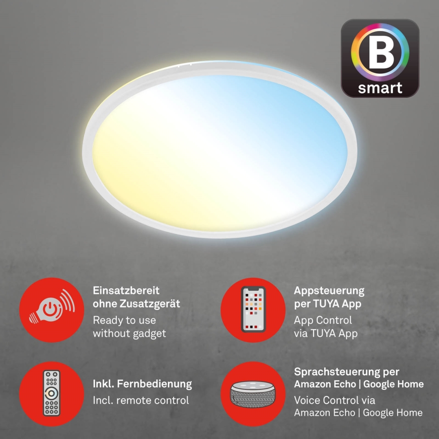 Brilo - LED Dimmable ceiling light SLIM LED/22W/230V 2700-6500K Wi-Fi Tuya + remote control